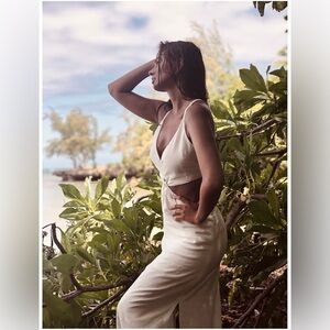 Pulau Swimwear Tropicious Linen Arena Cut Out Maxi Dress Medium